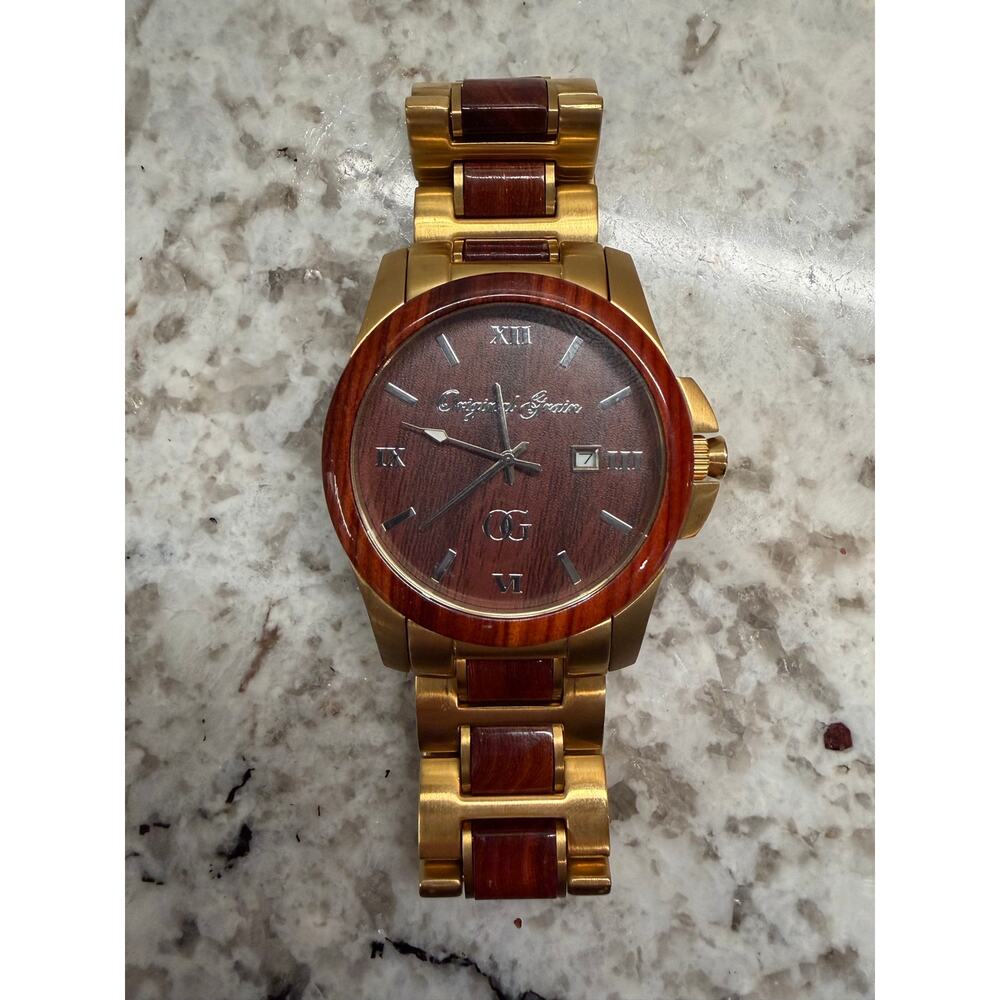 Original Grain Gold Wood Dial & Band Watch w/ New Battery Preowned